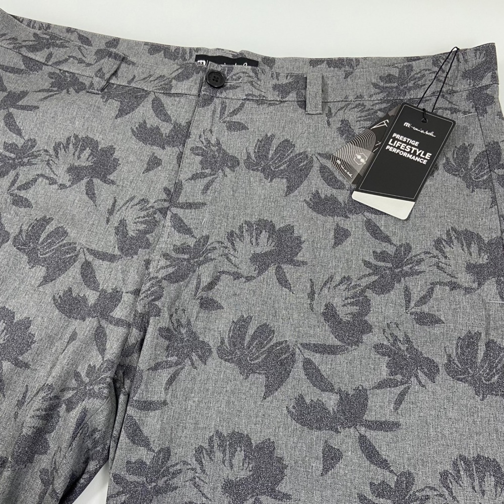 Travis Mathew Men 40 Heather Grey Inlet Floral Golf Shorts Inseam 9" NEW Stretch